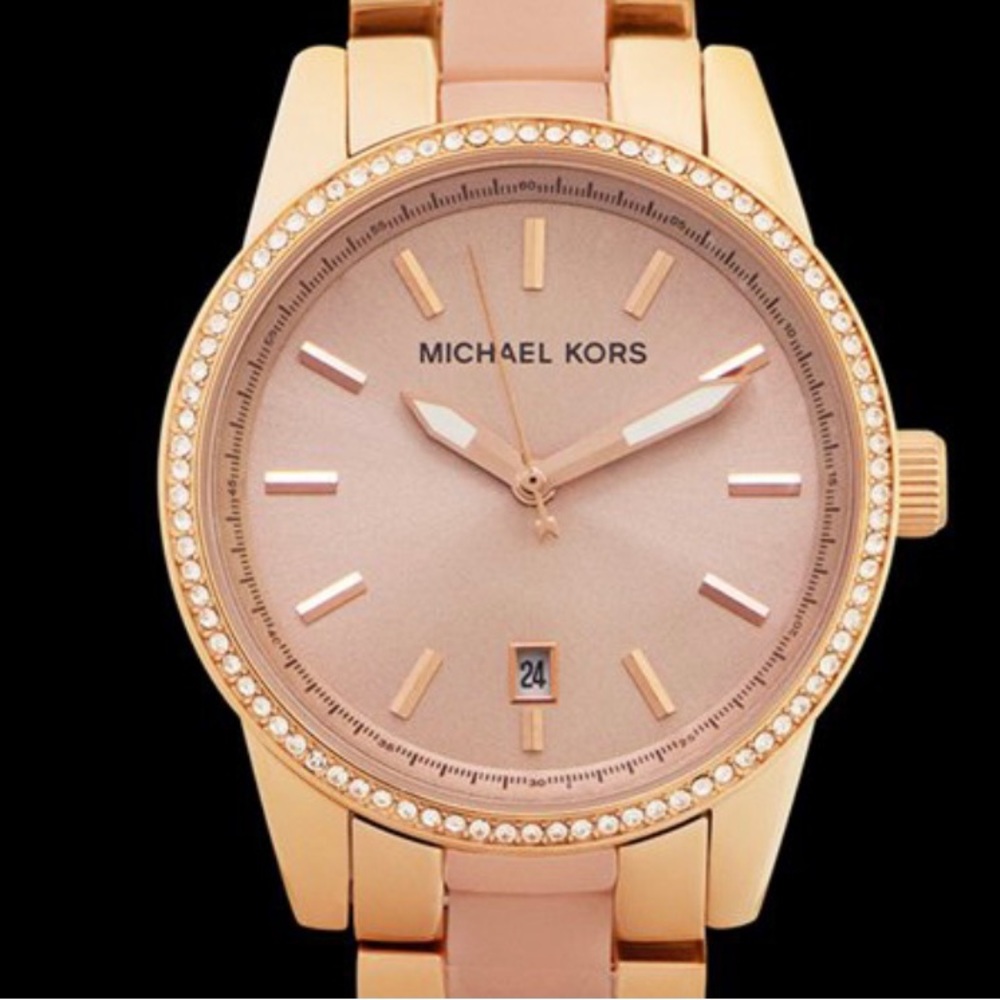 MICHAEL KORS RITZ QUARTZ ROSE GOLD DIAL STEEL LADIES WATCH